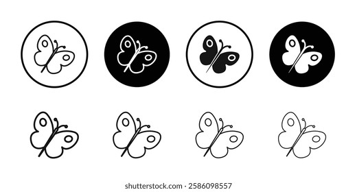 Butterfly icon Black line art vector logo set