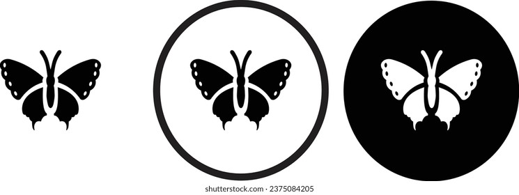 butterfly icon black outline for web site design 
and mobile dark mode apps 
Vector illustration on a white background