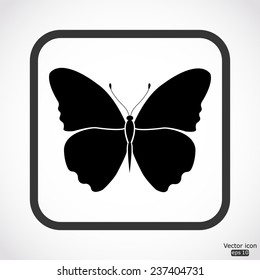 butterfly icon - black vector illustration