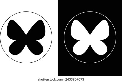 Butterfly icon black and white background 