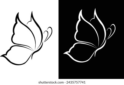 Butterfly icon black and white background 