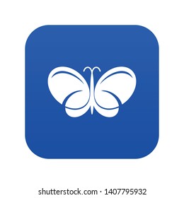 Butterfly icon blue vector isolated on white background