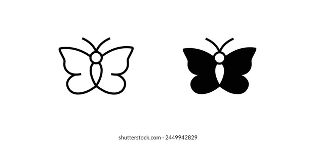 butterfly icon button, vector, sign, symbol, logo, illustration, editable stroke, flat design style isolated on white linear pictogram