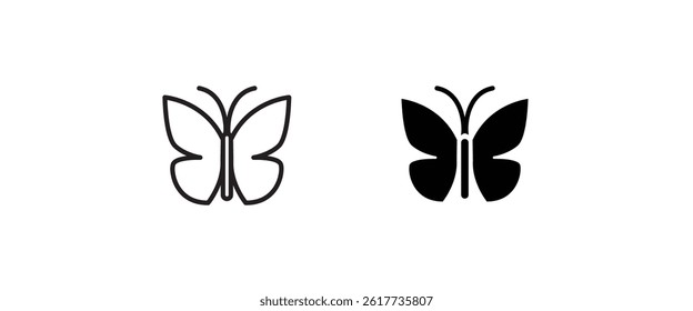 butterfly icon button, vector, sign, symbol, logo, illustration, editable stroke, flat design style isolated on white linear pictogram