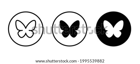 butterfly icon button, vector, sign, symbol, logo, illustration, editable stroke, flat design style isolated on white linear pictogram