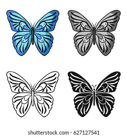 Butterfly icon in cartoon style isolated on white background. Insects symbol stock vector illustration.