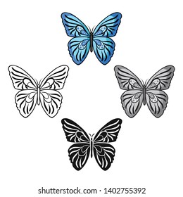 Butterfly icon in cartoon,black style isolated on white background. Insects symbol stock vector illustration.