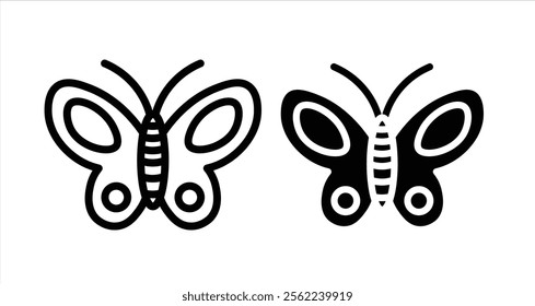 Butterfly Icon collection in filled and stroke style.