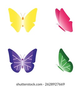 Butterfly icon collection in flat style. Butterfly icon for app or web. Butterfly  icon isolated on white background