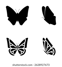 Butterfly icon collection. Silhouette of butterfly