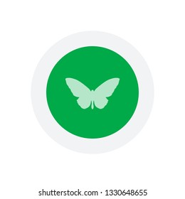 butterfly icon. Icon in colored circle with gray bold border. Web button, modern flat design