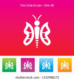 Butterfly Icon in Colored Square box. eps-10