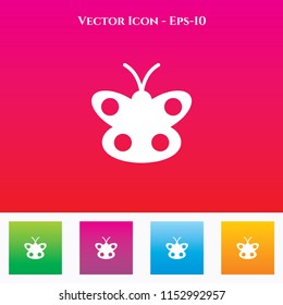 Butterfly Icon in Colored Square box. eps-10