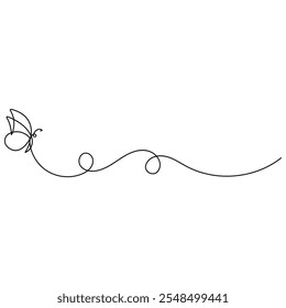 Butterfly  icon continuous one line drawing  outline vector illustration