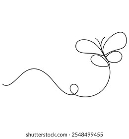 Butterfly  icon continuous one line drawing  outline vector illustration