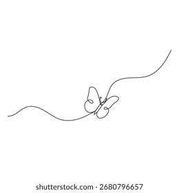 Butterfly icon continuous one line drawing outline vector illustration