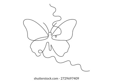 Ícone de borboleta contínuo de um desenho de linha e estilo minimalista