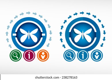 Butterfly icon and creative design elements. Flat design concept. 