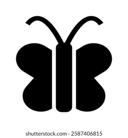 Butterfly icon with dark, bold wings, symbolizing mystery, transformation, and elegance. Often linked to strength and resilience.