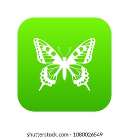 Butterfly icon digital green for any design isolated on white vector illustration