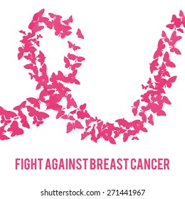 Butterfly icon fight against breast cancer, Vector illustration