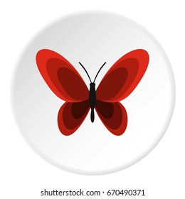 Butterfly icon in flat circle isolated vector illustration for web
