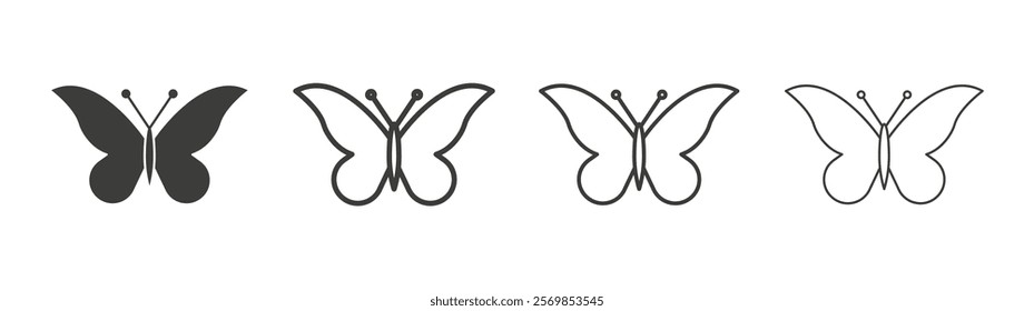 Butterfly icon flat and linear vector illustration on white background.