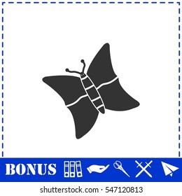 Butterfly icon flat. Simple vector symbol and bonus icon