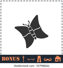 Butterfly icon flat. Simple vector symbol and bonus icon