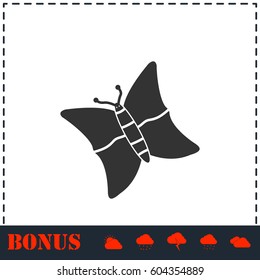 Butterfly icon flat. Simple vector symbol and bonus icon