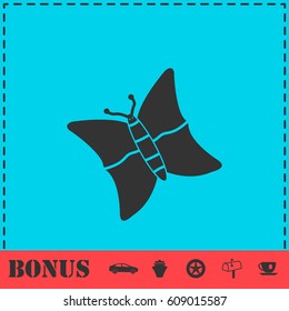 Butterfly icon flat. Simple vector symbol and bonus icon