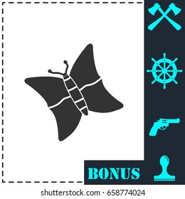 Butterfly icon flat. Simple vector symbol and bonus icon