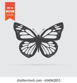 Butterfly icon in flat style isolated on grey background. For your design, logo. Vector illustration.