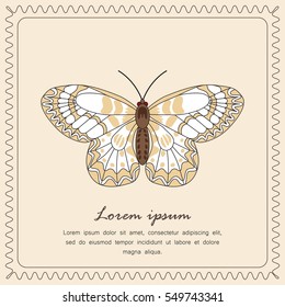 Butterfly Icon.  Flyer or postcard.  Vector illustration.