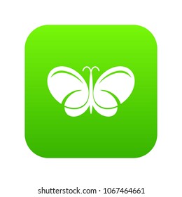 Butterfly icon green vector isolated on white background