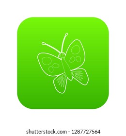 Butterfly icon green vector isolated on white background