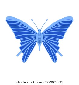 Schmetterlingssymbol. Handgezeichnete Vektorgrafik. Flaches Farbdesign.