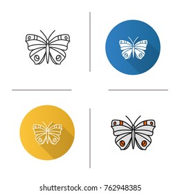 Butterfly icon. Insect. Flat design, linear and color styles. Moth. Isolated vector illustrations