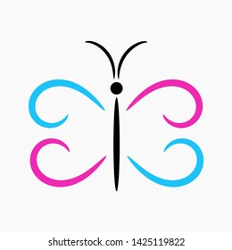 Butterfly icon isolated on background. Vector illustration.