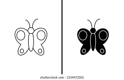 Butterfly icon isolated on ehite background. Line art and glyph style icon.