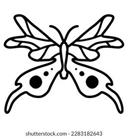 Butterfly icon. Isolated vector image. Winged insect, picture for coloring.