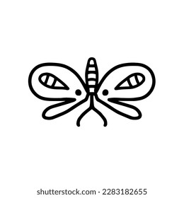 Butterfly icon. Isolated vector image. Winged insect, picture for coloring.