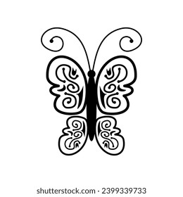 butterfly icon isolated white background.