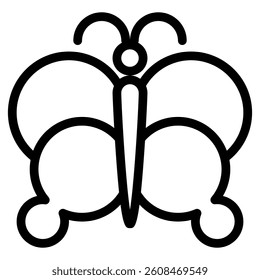 Butterfly icon in line art. Outline Style. Isolated on White Background
