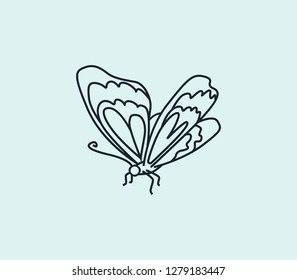 Butterfly icon line isolated on clean background. Butterfly icon concept drawing icon line in modern style. Vector illustration for your web mobile logo app UI design.