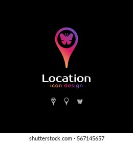 butterfly icon. location icon for map