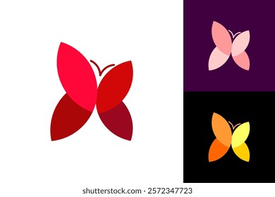 Butterfly icon logo background flat abstract vector design isolated