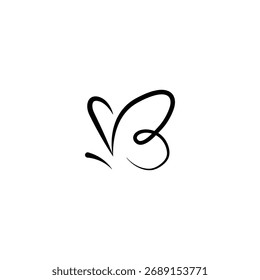 A butterfly icon with a minimalist design and simple lines, featuring a smooth, symmetrical body and wings. This icon is perfect for use in logos, apps, or graphic designs that require an elegant and 