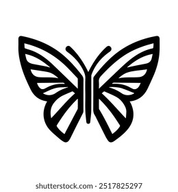 butterfly icon or modern line symbol. Vector line art and icon design with bold outline. Black and white Pixel Perfect minimalistic symbol isolated white background. Silhouette simple thin sign