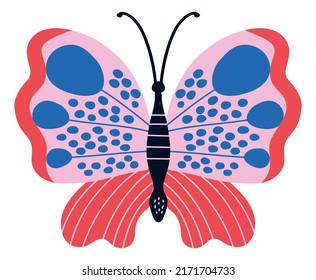 Butterfly icon. Natural ornament element in trendy folk style